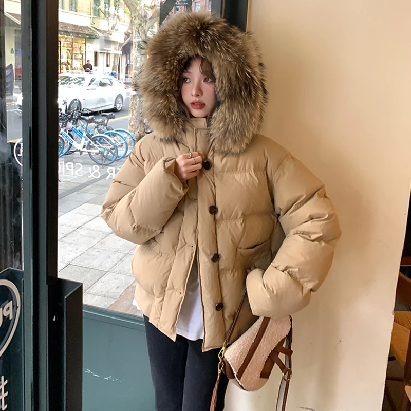 Осень-зима, одежда на хлопковой подкладке, меховые парки, пуховая хлопковая куртка с большим воротником и капюшоном, женская толстая теплая ветрозащитная куртка с большими карманами 
Осень-зима, одежда на хлопковой подкладке, меховые парки, пуховая хлопковая куртка с большим воротником и капюшоном, женская толстая теплая ветрозащитная куртка с большими карманами