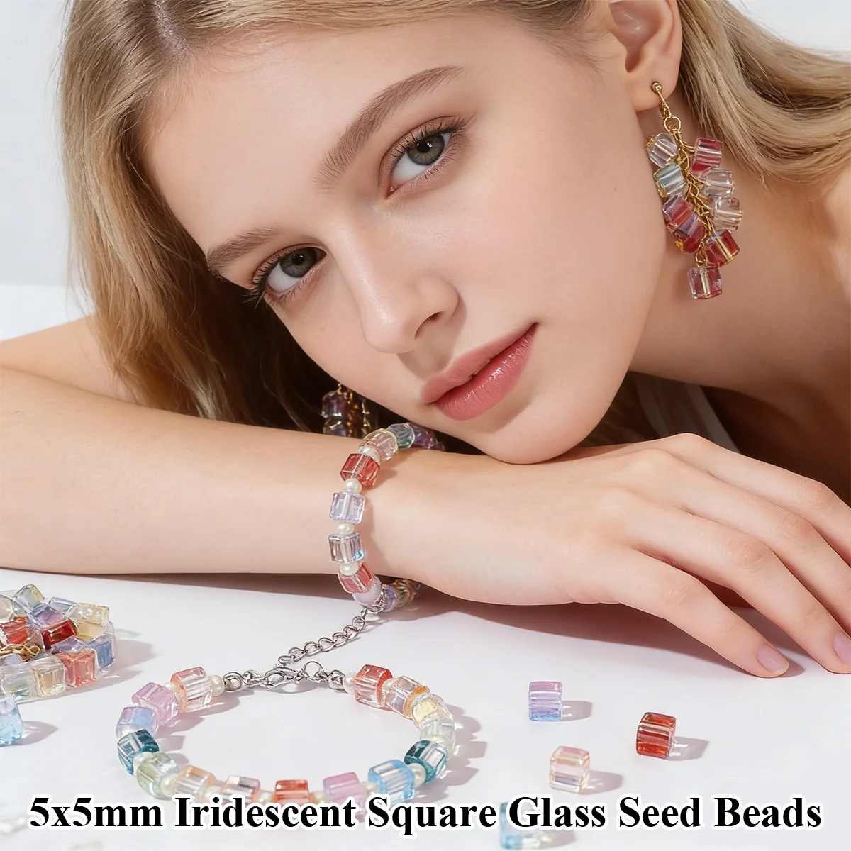 5mm Iridescent Square Glass Seed Beads - DIY Jewelry Making Bracelets Earrings Material for Girls, 5 Packs(Total About 250pcs)
5mm Iridescent Square Glass Seed Beads - DIY Jewelry Making Bracelets Earrings Material for Girls, 5 Packs(Total About 250pcs)