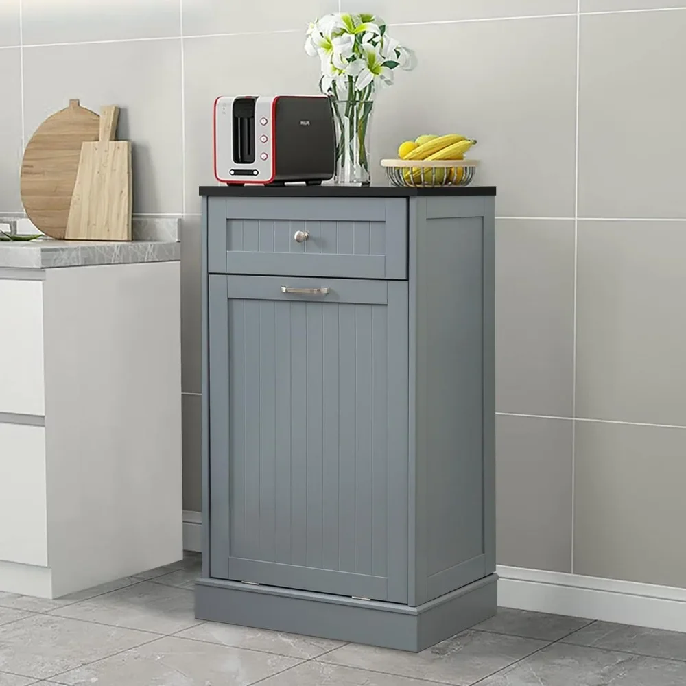 Kitchen Tilt Out Trash Cabinet, Upgrade Wooden Free Standing Trash Cabinet with Hideaway Drawer, 10 Gallon Trash Cabinet Kitchen
Kitchen Tilt Out Trash Cabinet, Upgrade Wooden Free Standing Trash Cabinet with Hideaway Drawer, 10 Gallon Trash Cabinet Kitchen