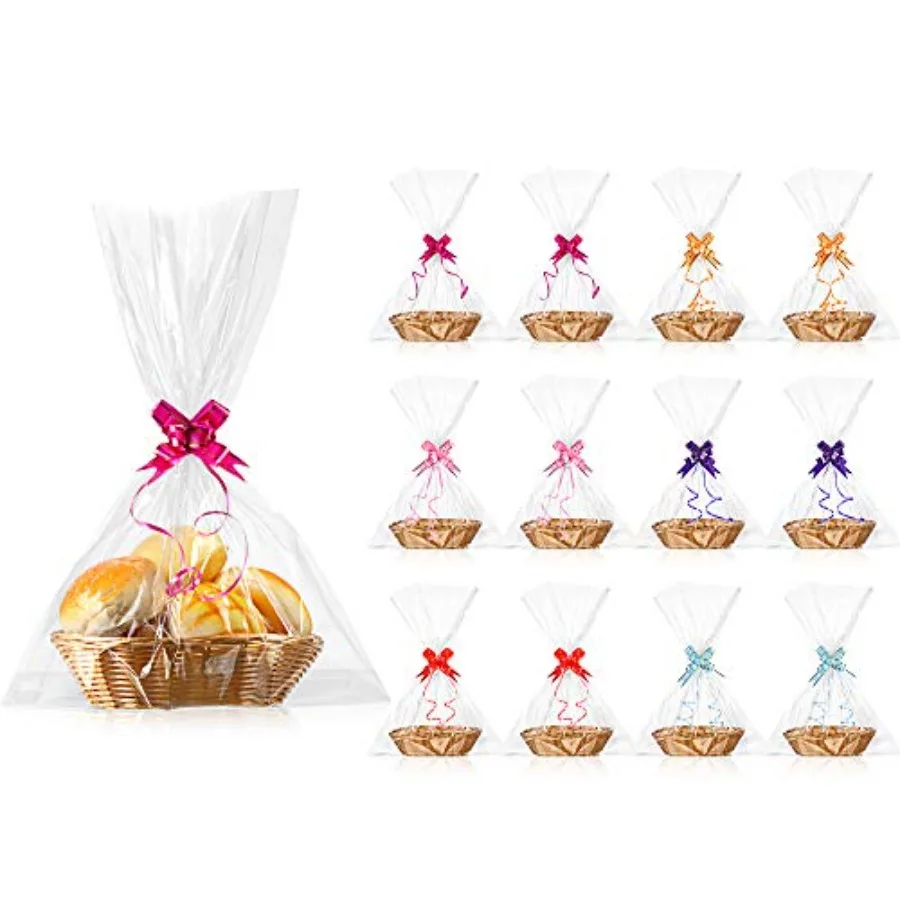 12 Pcs Baskets for Gifts Empty 9 x 6 x 2.24 Inches Woven Basket with 60 Colorful Pull Bows and 30 Clear Bags Gift Fruit Storage
12 Pcs Baskets for Gifts Empty 9 x 6 x 2.24 Inches Woven Basket with 60 Colorful Pull Bows and 30 Clear Bags Gift Fruit Storage