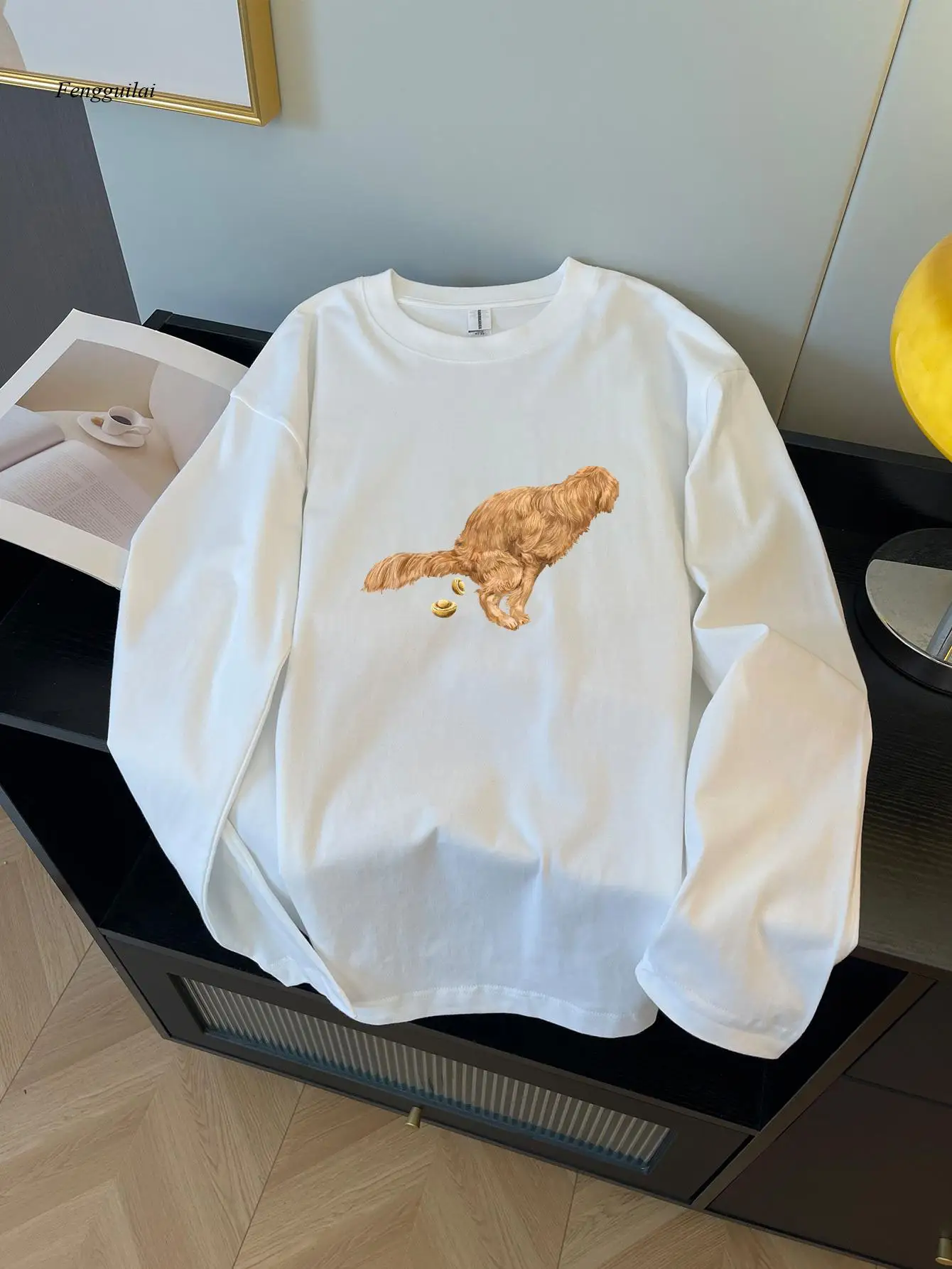 Повседневная футболка с длинным рукавом и игривым мультяшным принтом собаки — мягкий круглый вырез, стандартный крой, осенне-зимняя мода, повседневная одежда
Повседневная футболка с длинным рукавом и игривым мультяшным принтом собаки — мягкий круглый вырез, стандартный крой, осенне-зимняя мода, повседневная одежда