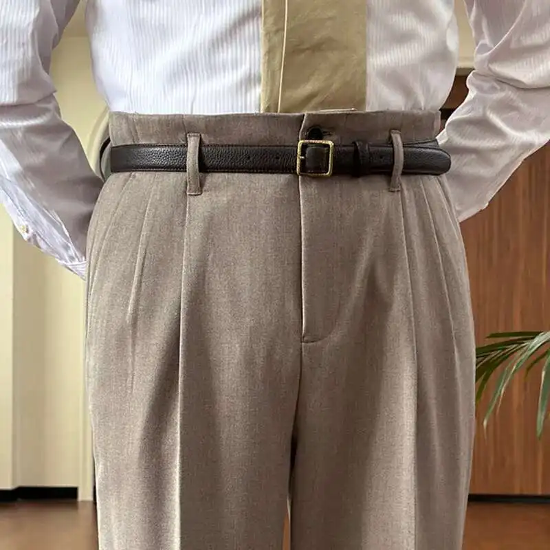 Men Social Trousers Wool Dress Pants Men Business Casual Pants Men High Waist Straight Leg Pant Drop Feel Double Fold Pant
Men Social Trousers Wool Dress Pants Men Business Casual Pants Men High Waist Straight Leg Pant Drop Feel Double Fold Pant