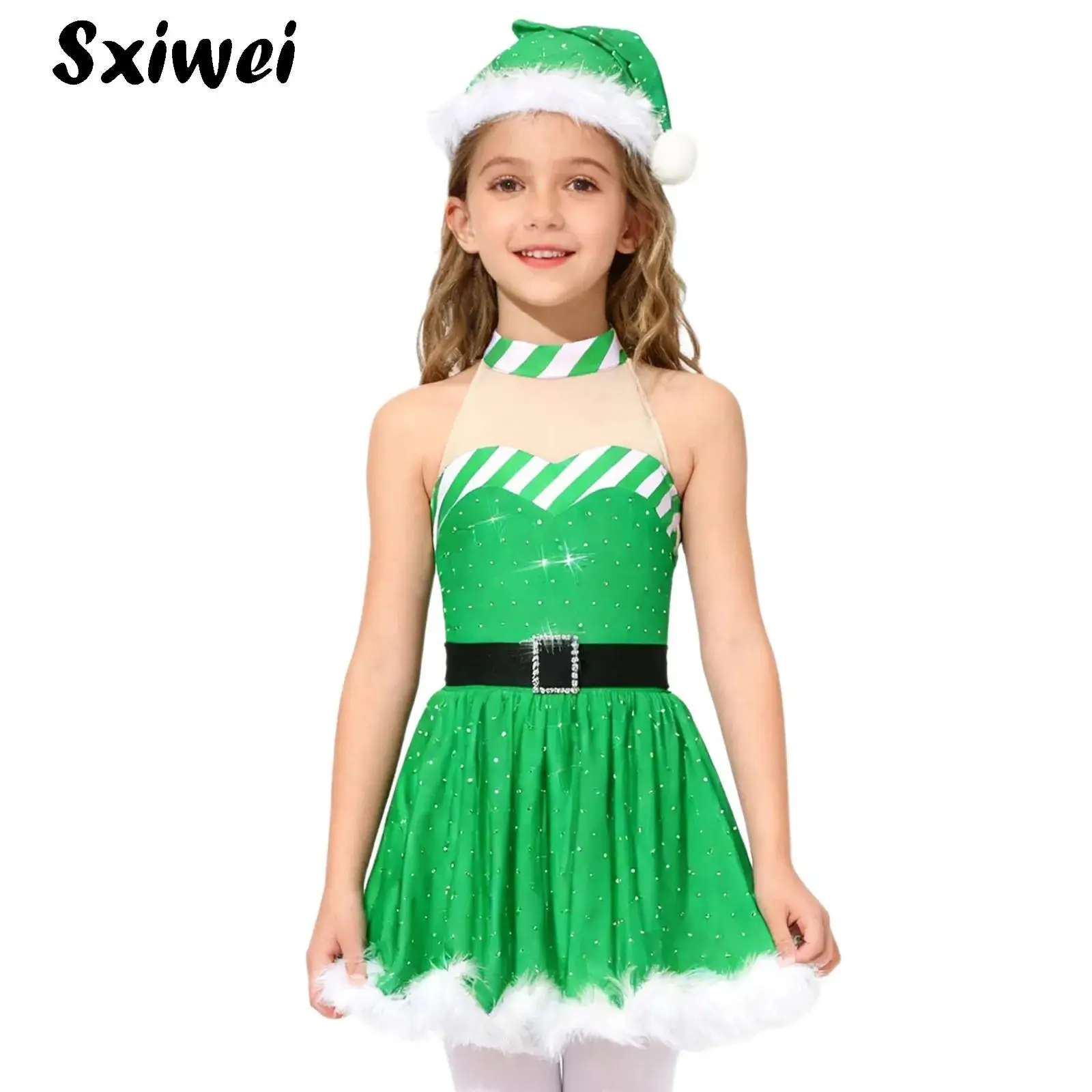 Kids Girls Christmas Elf Dance Costumes Sleeveless Rhinestones Tutu Dress Ballet Leotard Figure Ice Skating Xmas Party Dancewear
Kids Girls Christmas Elf Dance Costumes Sleeveless Rhinestones Tutu Dress Ballet Leotard Figure Ice Skating Xmas Party Dancewear