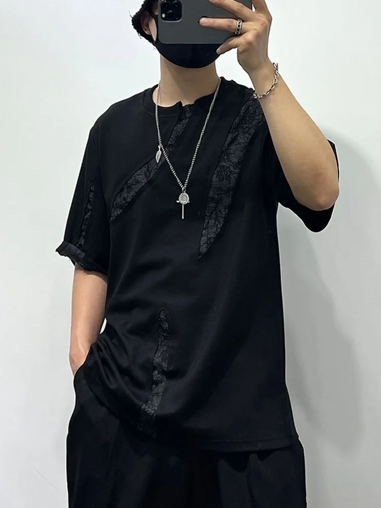 Summer Men Irregular Spliced Loose Fit Casual Tees Tops Short Sleeve O Neck Comfortable T-Shirt Streetwear Gothic Black New
Summer Men Irregular Spliced Loose Fit Casual Tees Tops Short Sleeve O Neck Comfortable T-Shirt Streetwear Gothic Black New