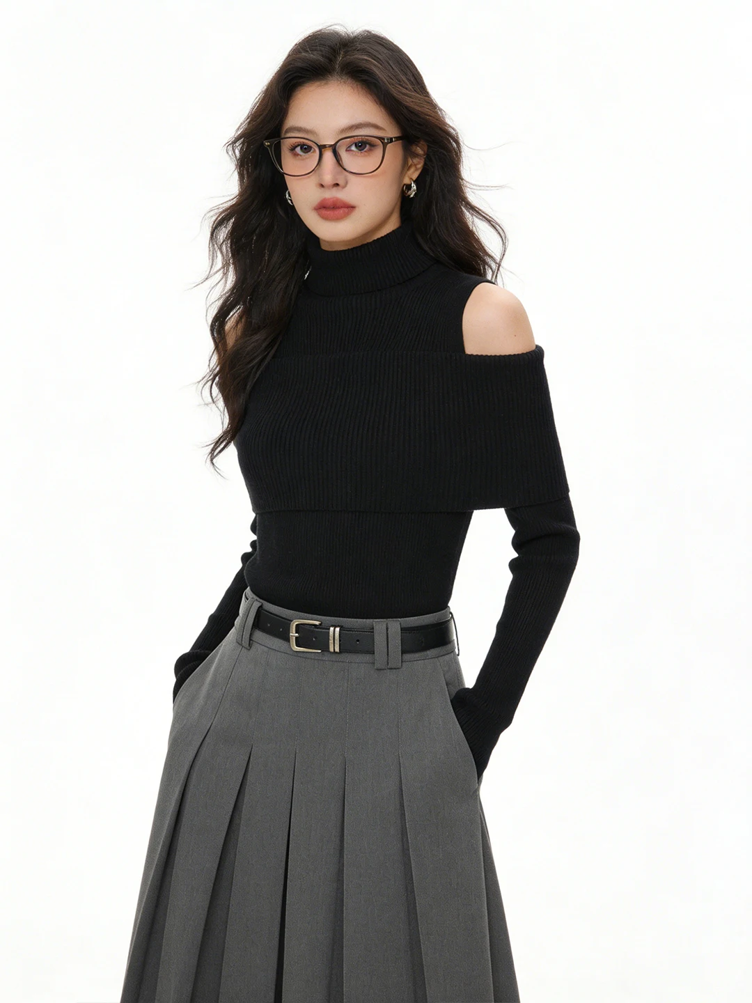 Slimming High Collar oulder Bared Knitted Sweater Soft Korean Sle Commute Faion Splicing Design Inner Wear Spring Autumn
Slimming High Collar oulder Bared Knitted Sweater Soft Korean Sle Commute Faion Splicing Design Inner Wear Spring Autumn