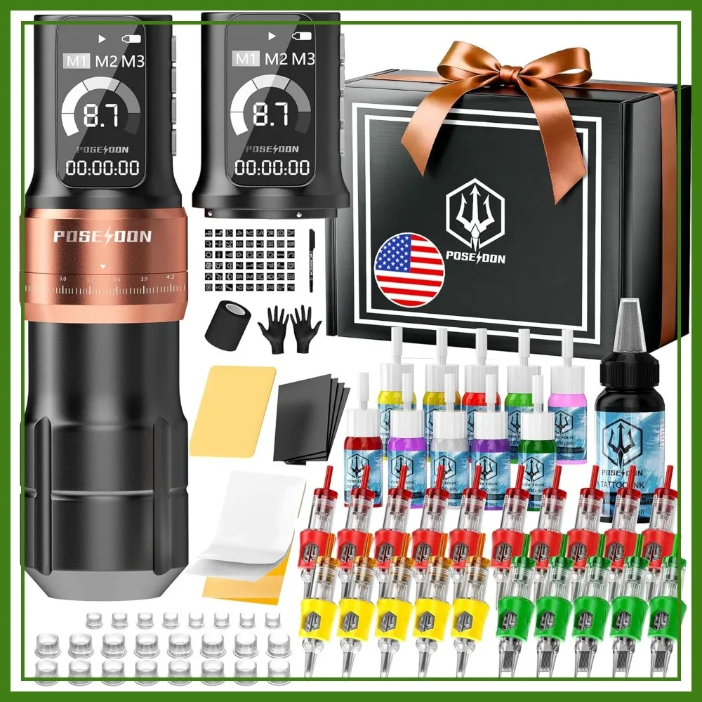 7 Strokes Tattoo Gun Kit Wireless Machine with 2x2300mAh Batteries, 11 Ink & 20 Needle Cartridges for Beginners & Artists
7 Strokes Tattoo Gun Kit Wireless Machine with 2x2300mAh Batteries, 11 Ink & 20 Needle Cartridges for Beginners & Artists