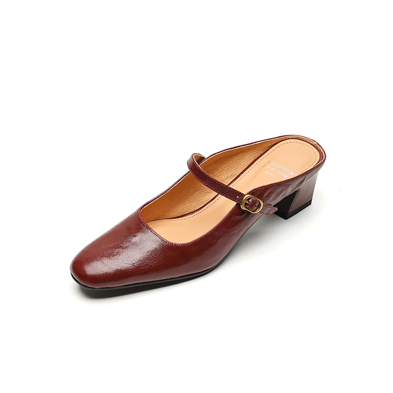 Vintage Chunky Heel Square Toe Women's Slippers Genu Sheepskin Pigskin Lining Rubber Sole Slip-On Cross Strap Buckle Beige Black
Vintage Chunky Heel Square Toe Women's Slippers Genu Sheepskin Pigskin Lining Rubber Sole Slip-On Cross Strap Buckle Beige Black