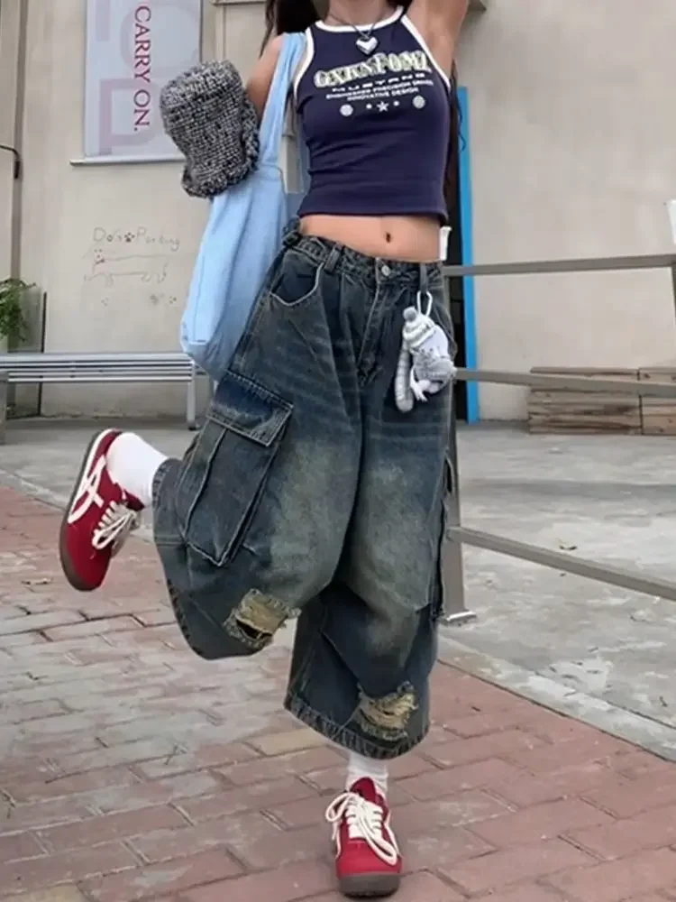 High Waist Retro Blue Washed Denim Shorts Women Summer Harajuku Vintage High Street Loose Y2K Streetwear Wide Leg Pants
High Waist Retro Blue Washed Denim Shorts Women Summer Harajuku Vintage High Street Loose Y2K Streetwear Wide Leg Pants