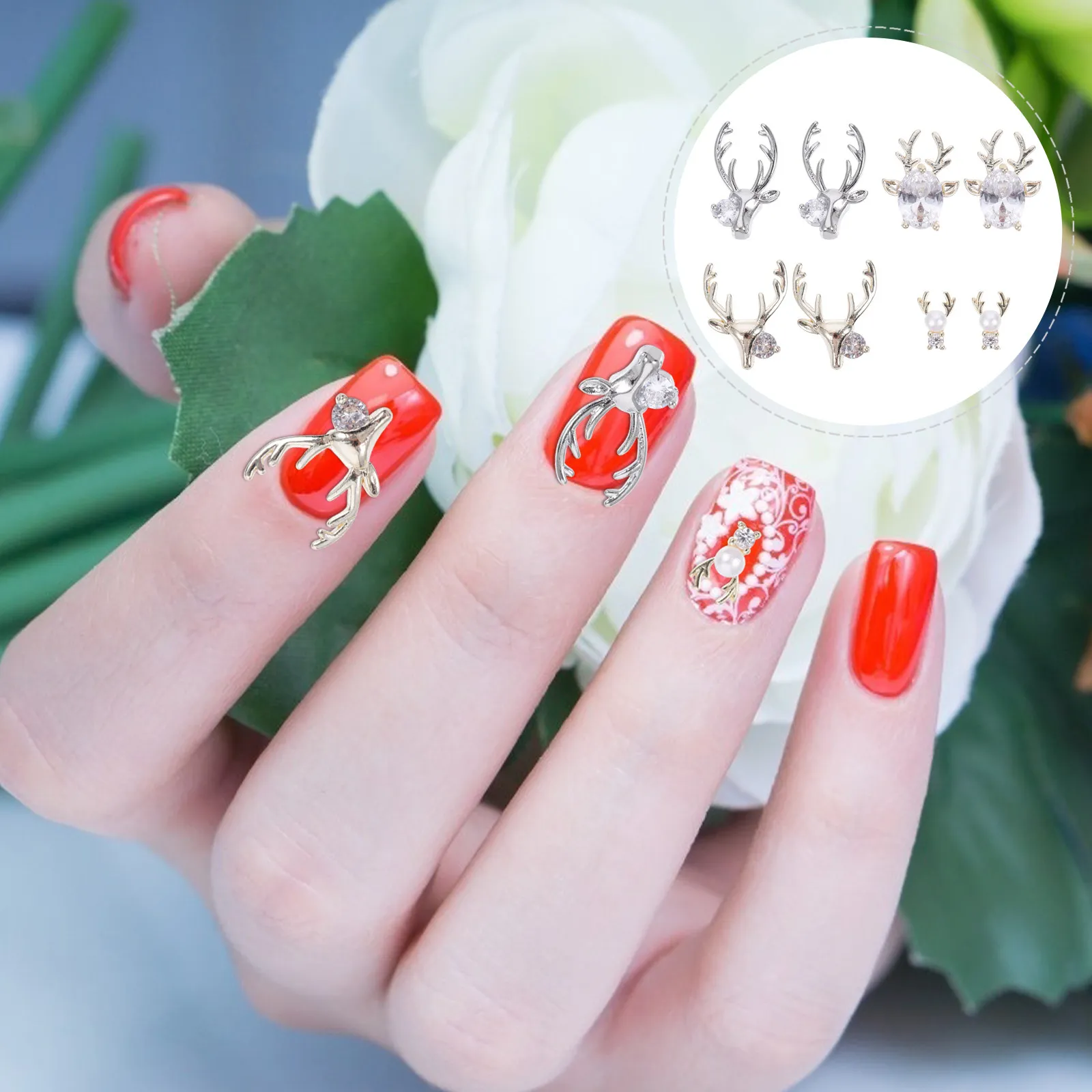 16Pcs Deer Antler Nail Charms Zircon Light Reflecting Studs Nail Art Decoration Elegant Nails Jewels Manicure Accessories
16Pcs Deer Antler Nail Charms Zircon Light Reflecting Studs Nail Art Decoration Elegant Nails Jewels Manicure Accessories