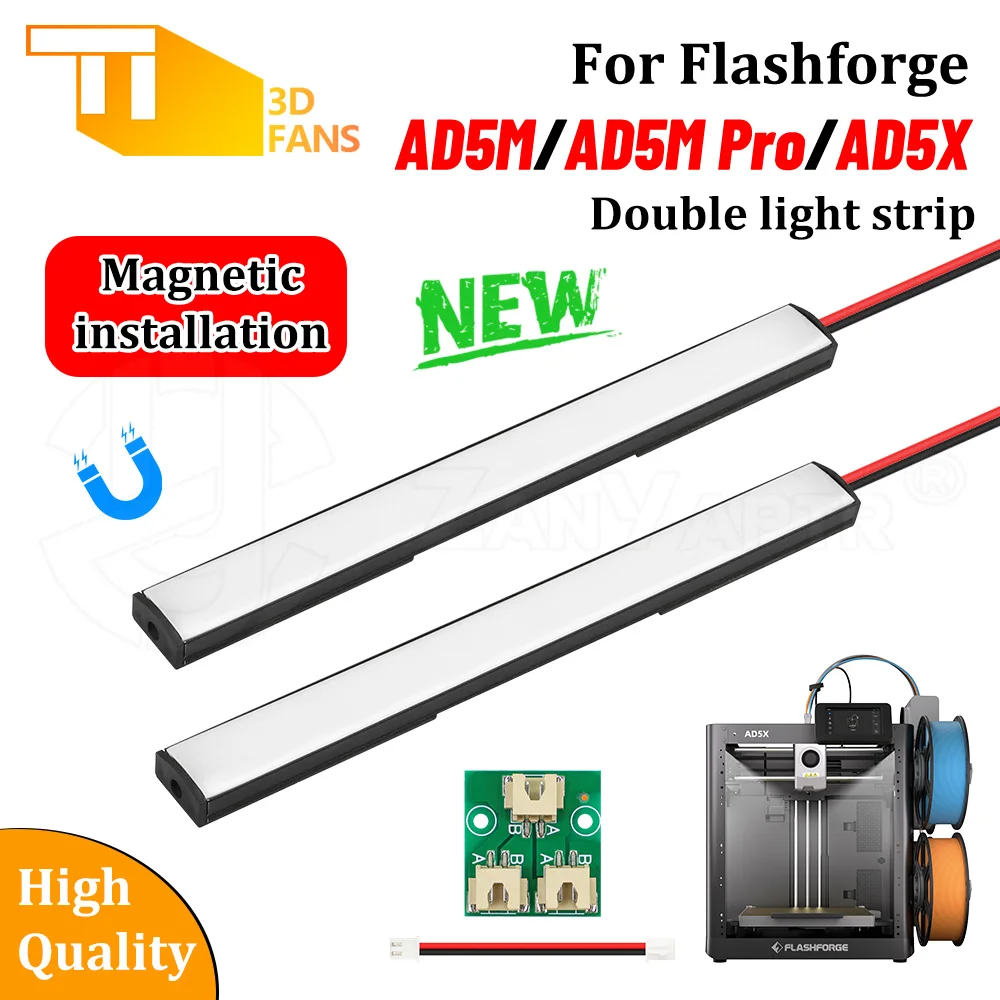 LED Double light strip Magnetic installation 24V LED Light Strip Replacement For Flashforge Adventurer 5M AD5M AD5M Pro AD5X
LED Double light strip Magnetic installation 24V LED Light Strip Replacement For Flashforge Adventurer 5M AD5M AD5M Pro AD5X