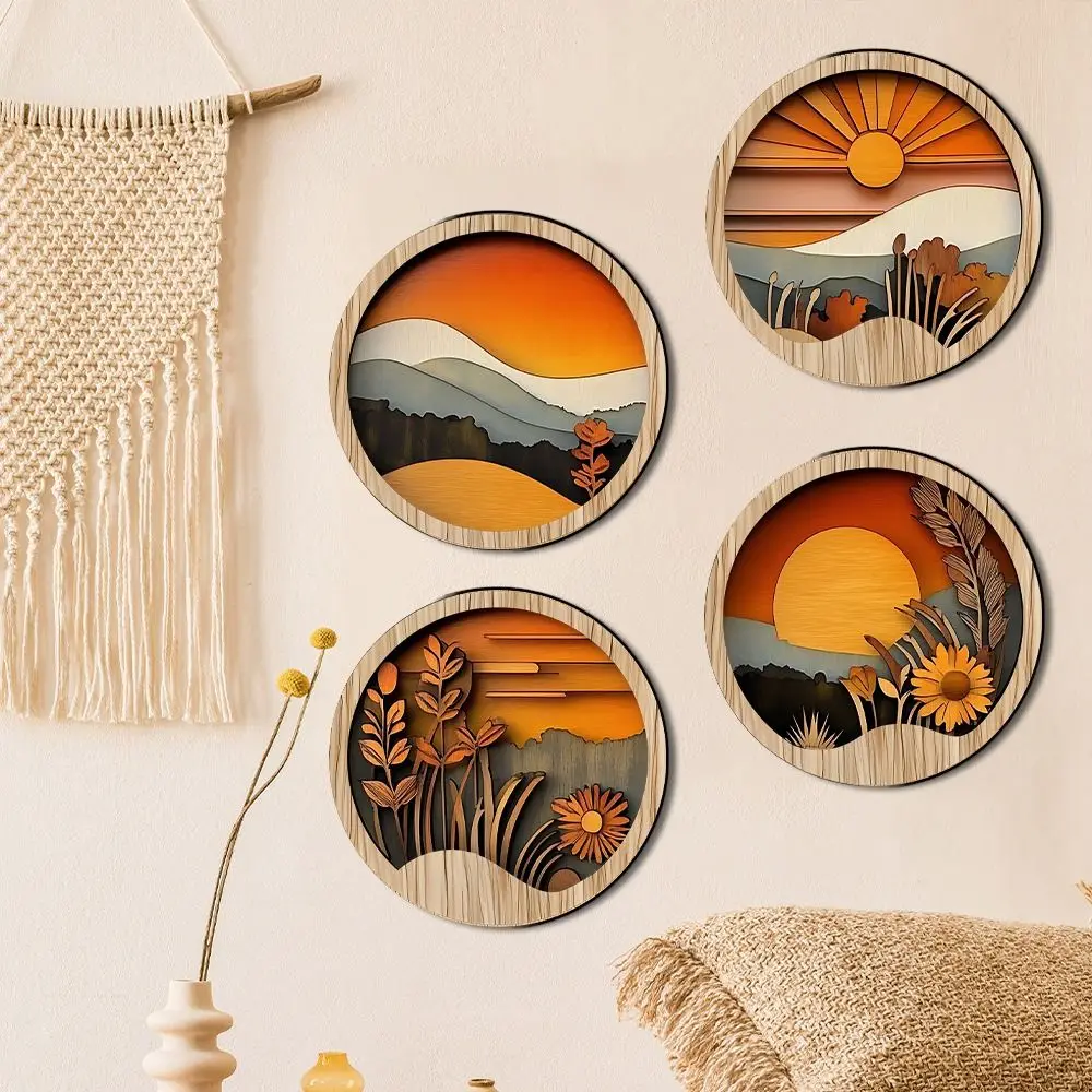 4Pcs Wooden Farmland Scenery Wall Hanging Round Exquisite Background Pendant Bohemian Style Geometric Frames Wall Art
4Pcs Wooden Farmland Scenery Wall Hanging Round Exquisite Background Pendant Bohemian Style Geometric Frames Wall Art