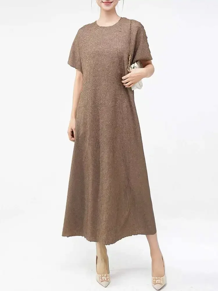 Miyake 2025 Summer New A-Line Solid Colour Clothing Fashion Pleated Vintage Style Women's Long Dress Round Neck Short Sleeve
Miyake 2025 Summer New A-Line Solid Colour Clothing Fashion Pleated Vintage Style Women's Long Dress Round Neck Short Sleeve