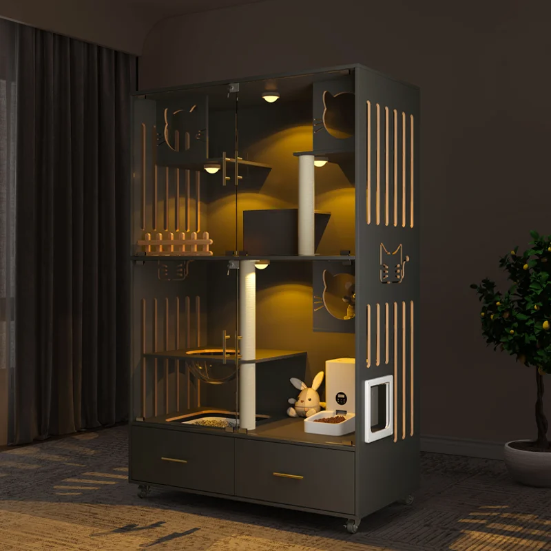 Cat villa solid wood home indoor litter box with toilet integrated cabinet luxury large house cage
Cat villa solid wood home indoor litter box with toilet integrated cabinet luxury large house cage