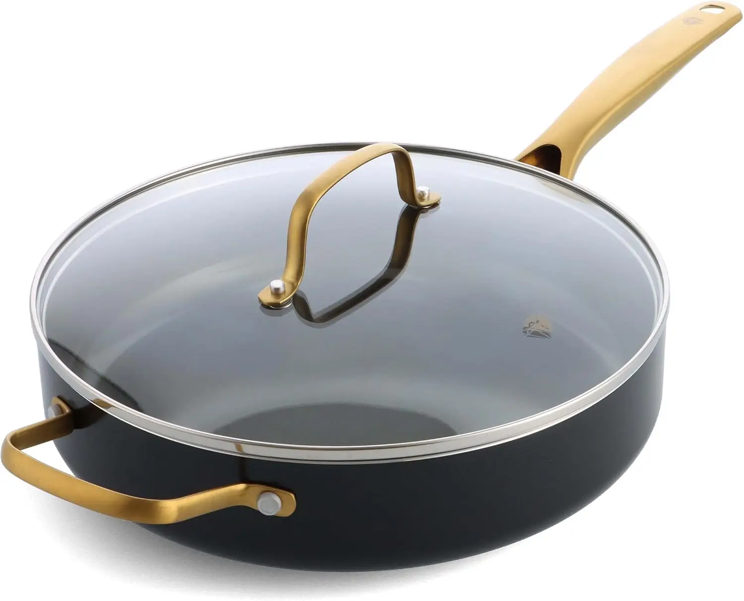 4QT Diamond Ceramic Nonstick Saute Pan with Lid, PFAS-Free, Induction Ready, Oven Safe to 600°F, Gold Handle, Black
4QT Diamond Ceramic Nonstick Saute Pan with Lid, PFAS-Free, Induction Ready, Oven Safe to 600°F, Gold Handle, Black