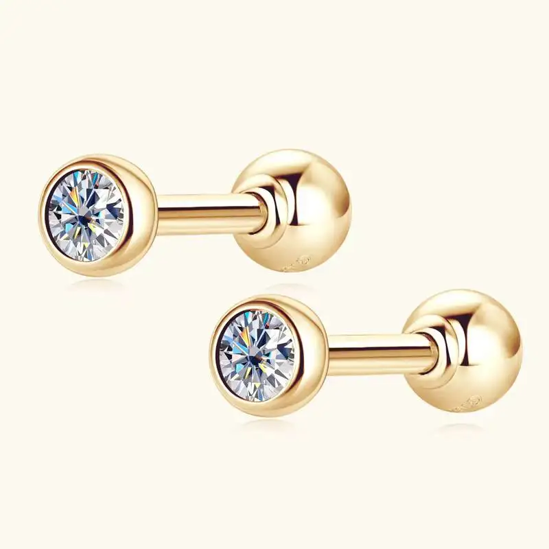 HanYu Fashion Style 10K Solid Gold Earrings Bezel 2.1mm Round Moissanite Diamond Stud Earring
HanYu Fashion Style 10K Solid Gold Earrings Bezel 2.1mm Round Moissanite Diamond Stud Earring