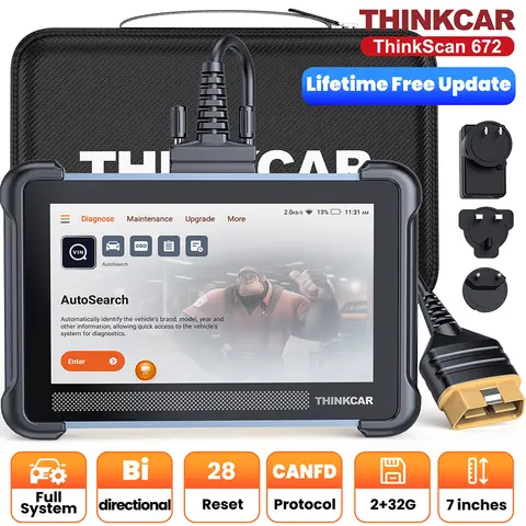 THINKCAR THINKSCAN 672 Outil de diagnostic automobile professionnel CANFD bidirectionnel 28 réinitialisation IMMO système complet gratuit scanners OBD2 automatiques