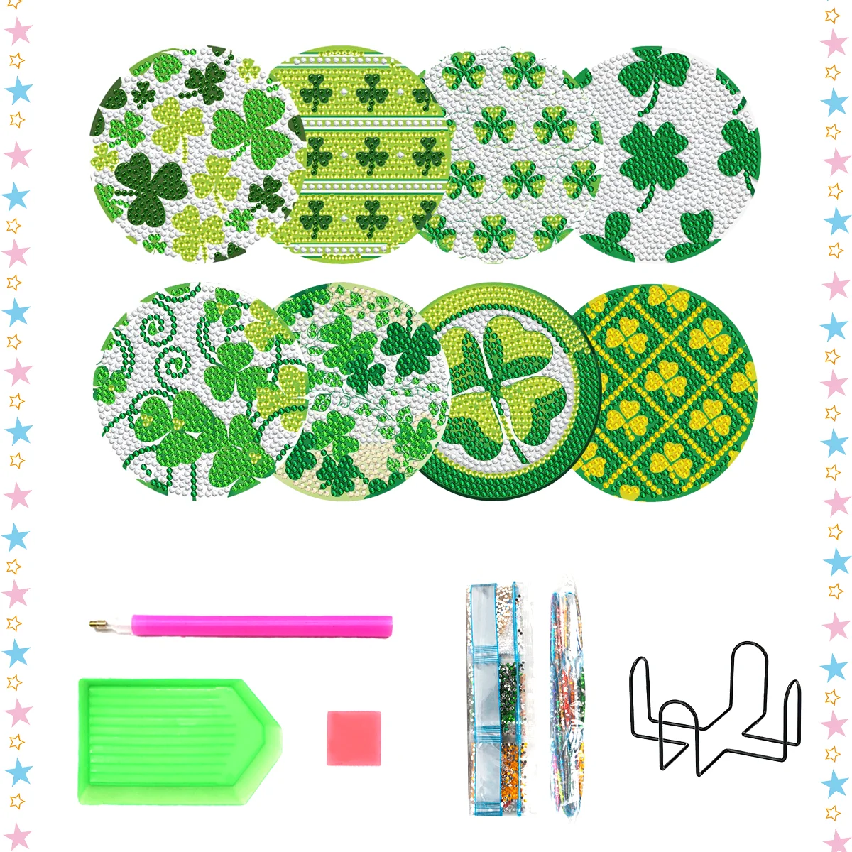 8 Pieces/Set Of Diamond Painted Coasters Set Acrylic Clover Coasters With Holder Diy Diamond Art Craft Kit For Home Decoration
8 Pieces/Set Of Diamond Painted Coasters Set Acrylic Clover Coasters With Holder Diy Diamond Art Craft Kit For Home Decoration