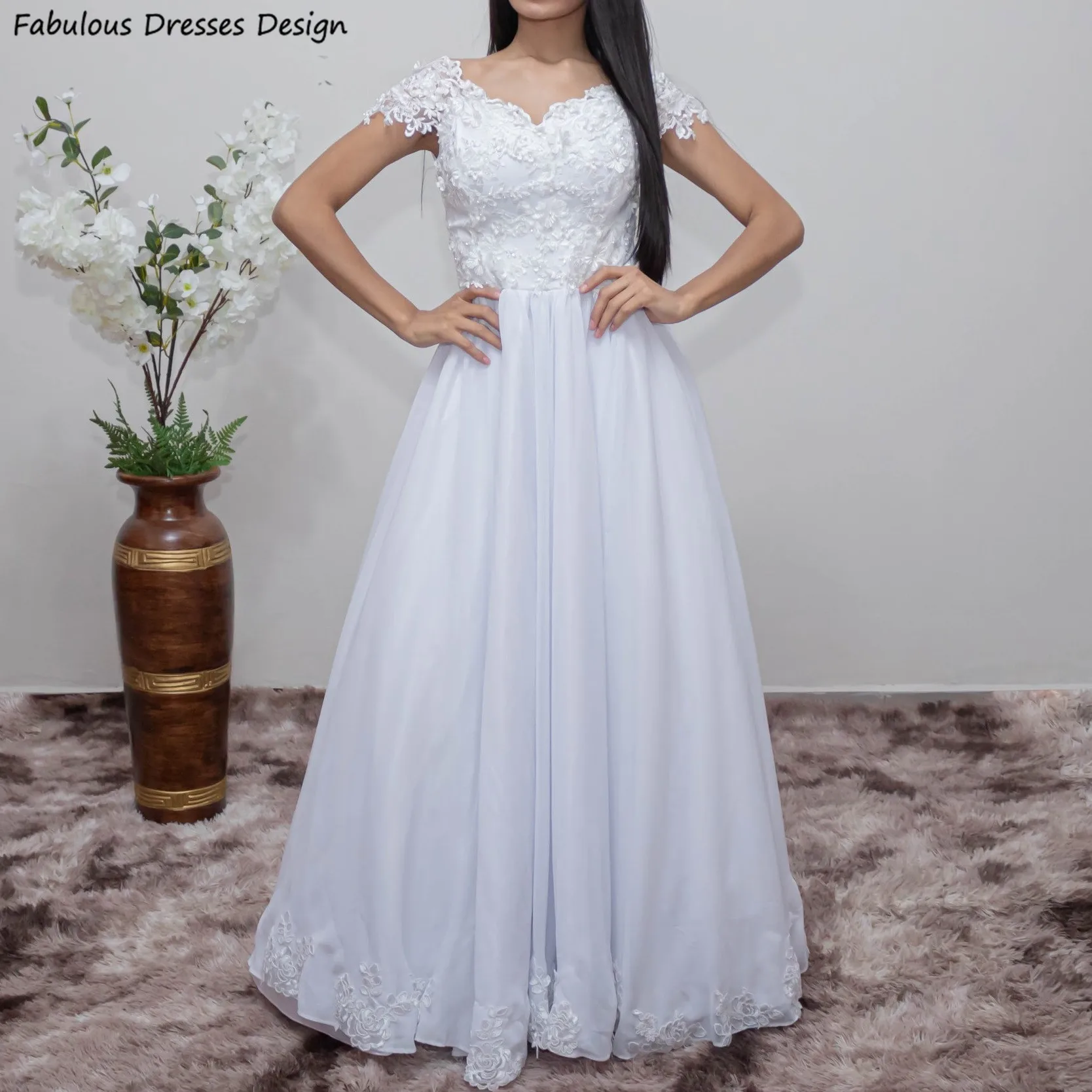 Elegant Women Evening Dresses White Applique Lace Cap Sleeve Prom Party Dress 2025 Long A-line Wedding Guest Gown
Elegant Women Evening Dresses White Applique Lace Cap Sleeve Prom Party Dress 2025 Long A-line Wedding Guest Gown