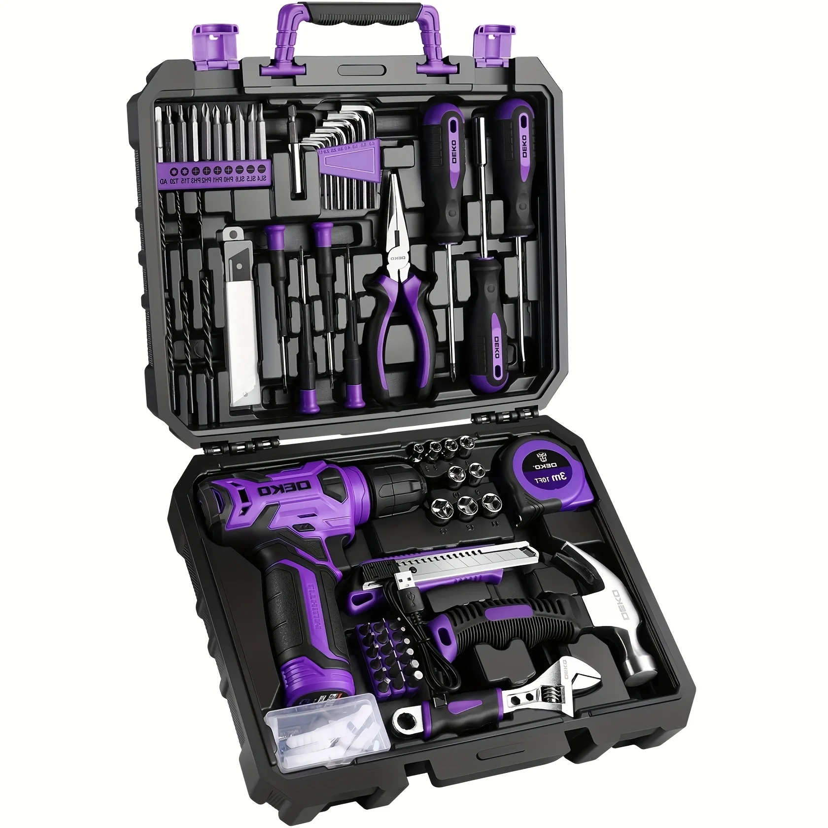 DEKO 128/151pcs Household Power Tool Set With 8V/12V Cordless Drill Driver, 800RPM Rechargeable Electric Tool Kit, Hand Tool Set For, Home Projects, Refurbish, Perfect Father'S Day Gift Deal
DEKO 128/151pcs Household Power Tool Set With 8V/12V Cordless Drill Driver, 800RPM Rechargeable Electric Tool Kit, Hand Tool Set For, Home Projects, Refurbish, Perfect Father'S Day Gift Deal