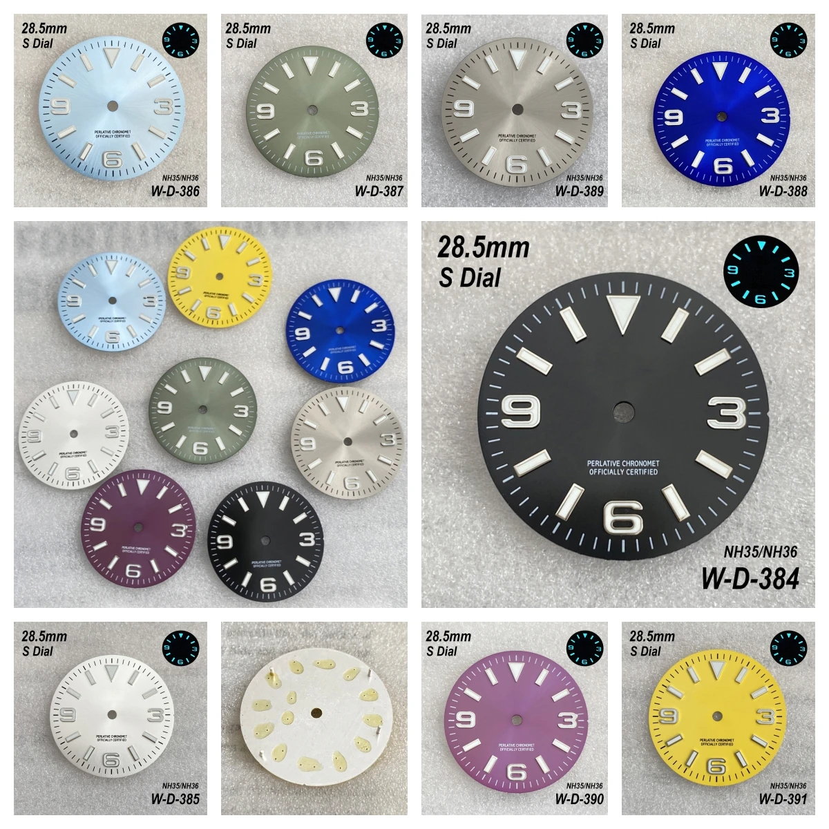 28.5mm S Logo Ex plorer Sunburst Dial Fit NH35/NH36/4R/7S Movement Ice Blue Luminous high-Quality Watch Modification Accessories
28.5mm S Logo Ex plorer Sunburst Dial Fit NH35/NH36/4R/7S Movement Ice Blue Luminous high-Quality Watch Modification Accessories
