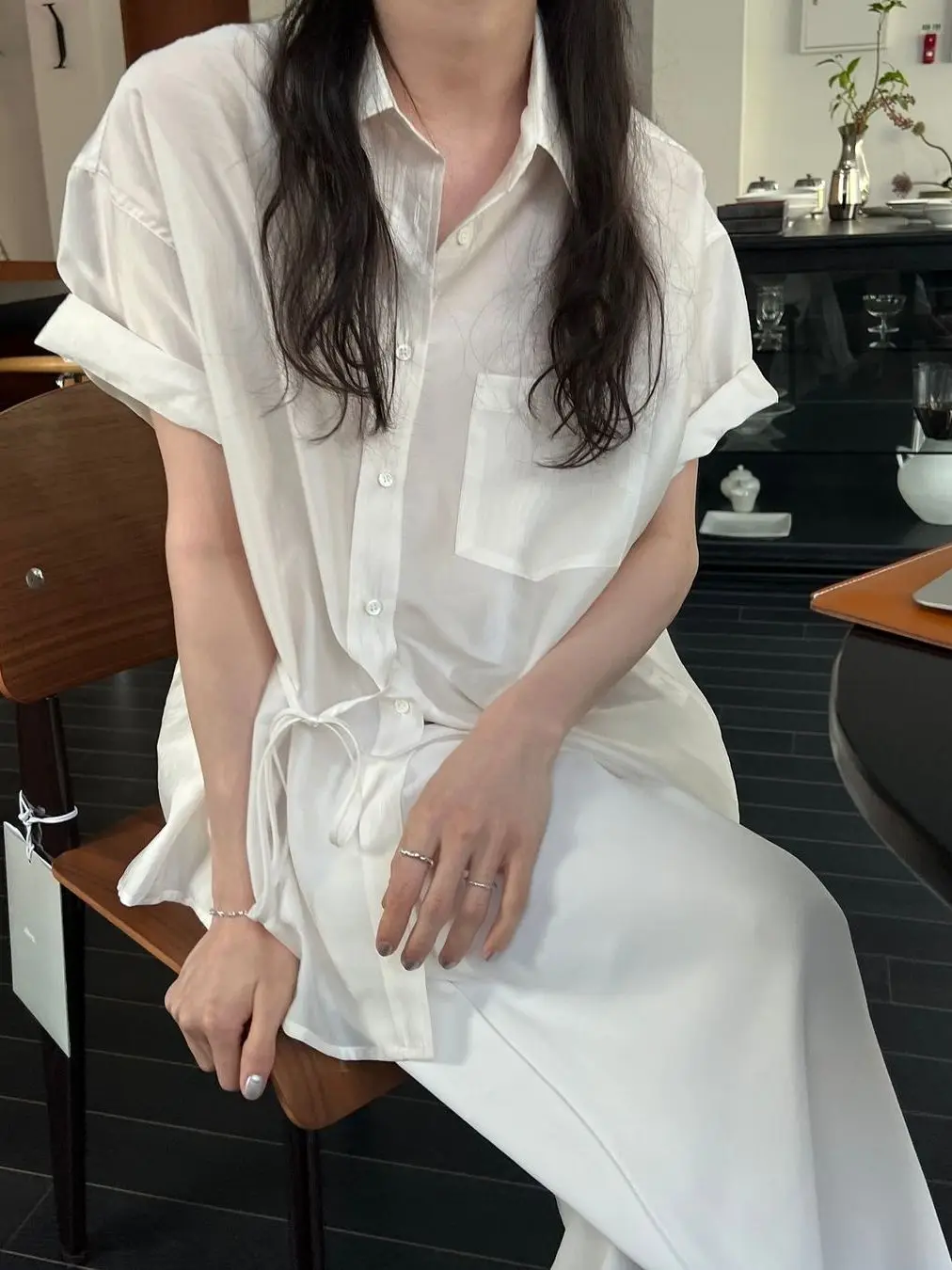 Slimming Effect Patchwork Shirt Women's Loose Lazy Style Belted Waist Cinched Versatile Top Chic Turn-down Collar Short Sleeve
Slimming Effect Patchwork Shirt Women's Loose Lazy Style Belted Waist Cinched Versatile Top Chic Turn-down Collar Short Sleeve