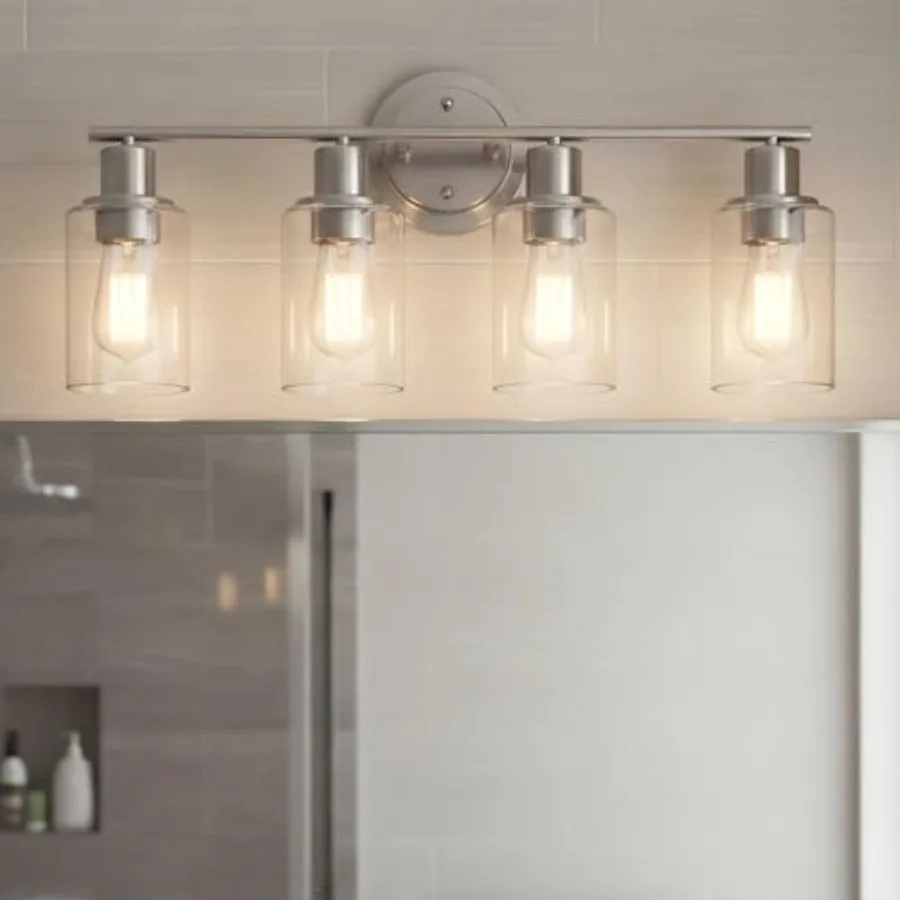 Brushed Nickel 4-Light Bathroom Light Fixture Over Mirror Sink 4-Light Bathroom Vanity Lights Brushed Nickel Vanity Wall Sconce
Brushed Nickel 4-Light Bathroom Light Fixture Over Mirror Sink 4-Light Bathroom Vanity Lights Brushed Nickel Vanity Wall Sconce
