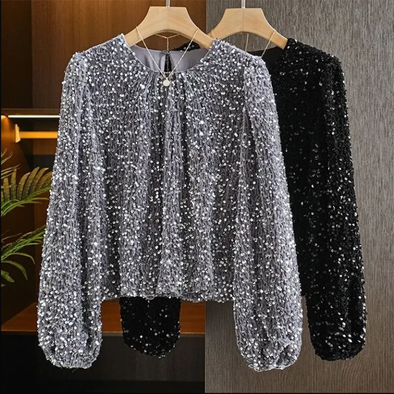 Luxurious Long Sleeve T-Shirt for Women Glitter Design Heavy Embellishment Fashionable Versatile Base Layer Top
Luxurious Long Sleeve T-Shirt for Women Glitter Design Heavy Embellishment Fashionable Versatile Base Layer Top