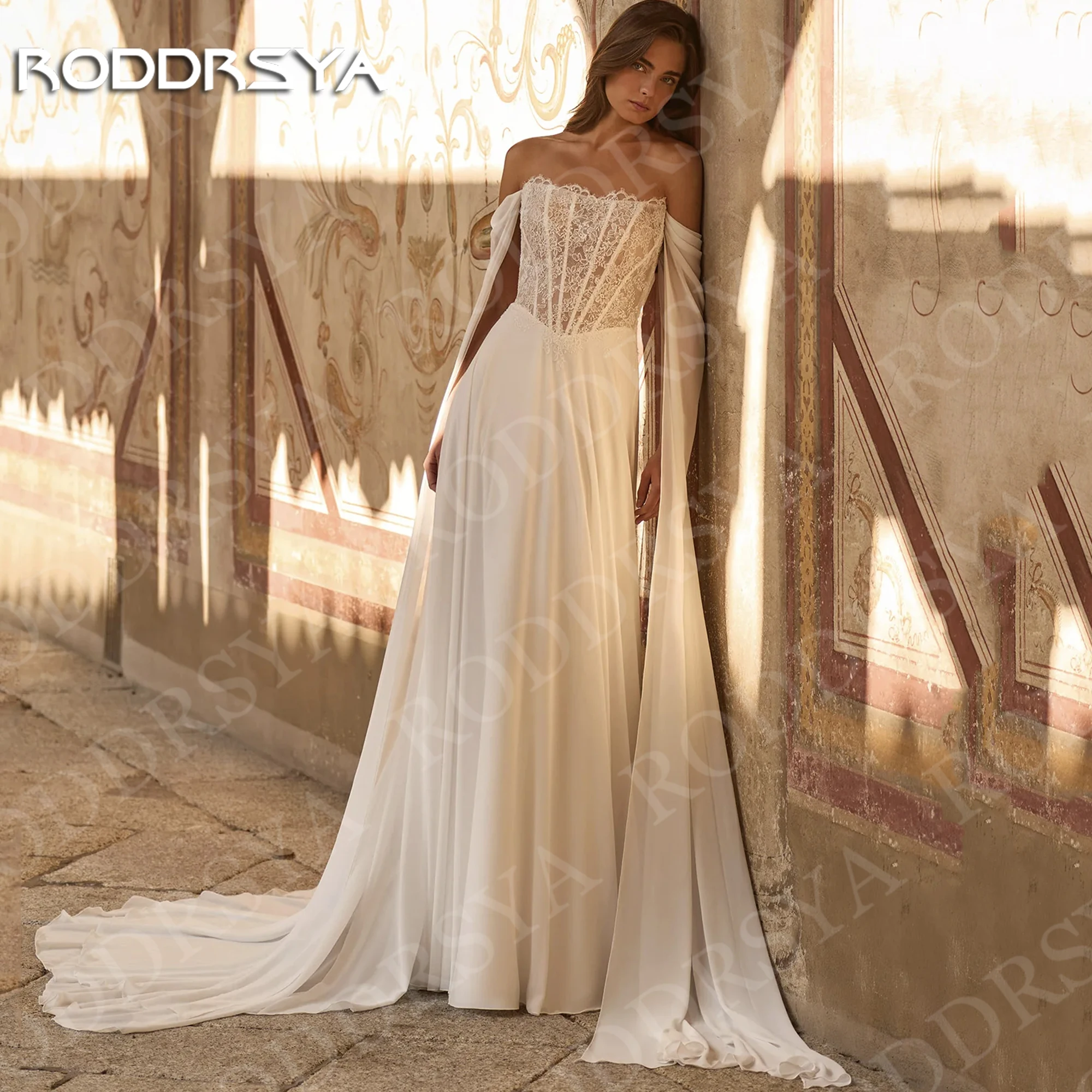 RODDRSYA Off Shoulder Chiffon Wedding Dress Bridal Bohemian Cape Sleeve Lace A Line Bride Dresses Customized Robe De Mariage
RODDRSYA Off Shoulder Chiffon Wedding Dress Bridal Bohemian Cape Sleeve Lace A Line Bride Dresses Customized Robe De Mariage