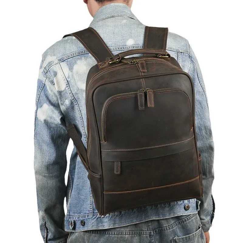 LD-Crazy Horse Leather Backpack Men's Leather Simple Fashion Travel Men's Backpack 15 inch Business Computer Bag
LD-Crazy Horse Leather Backpack Men's Leather Simple Fashion Travel Men's Backpack 15 inch Business Computer Bag