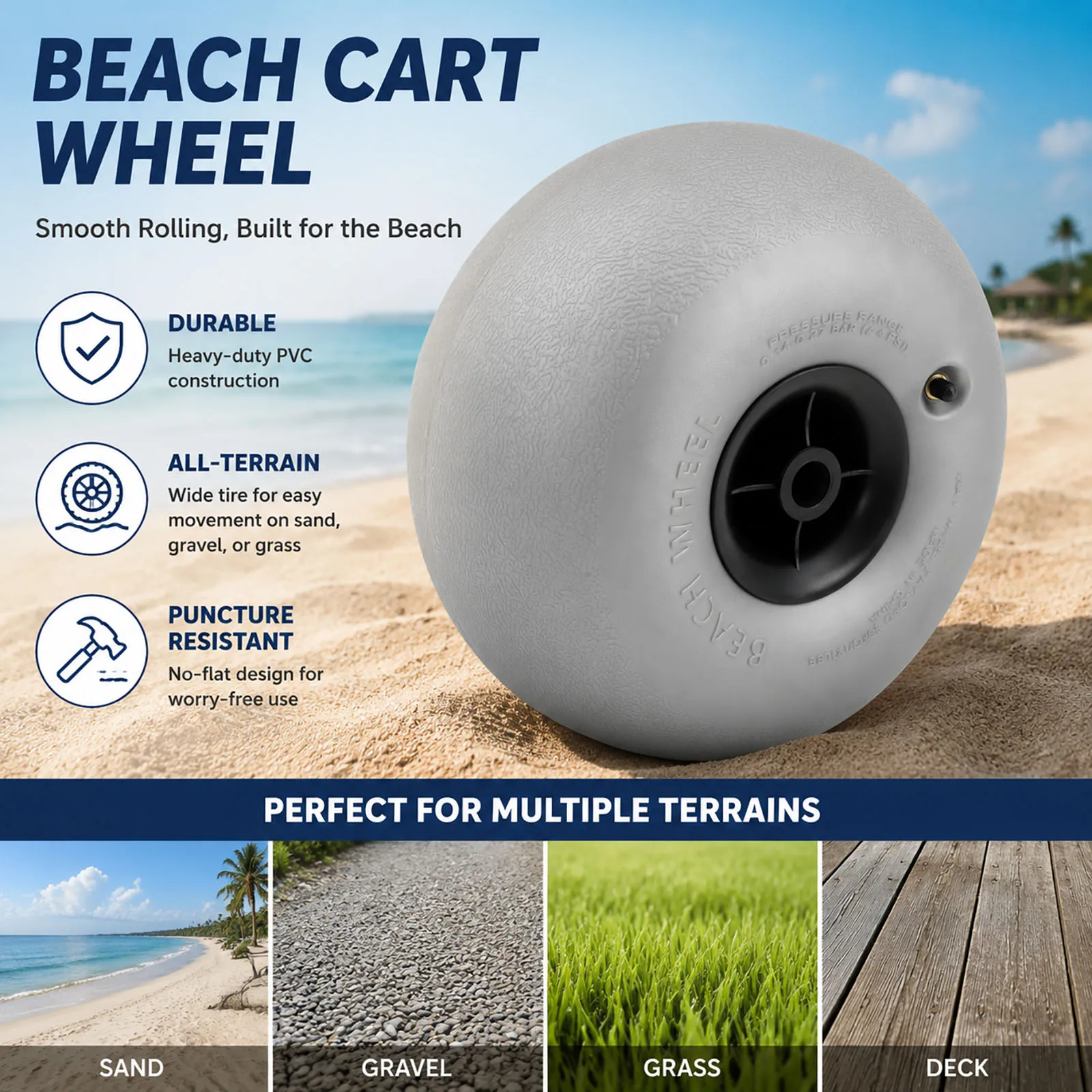 Beach Cart Tires 12x6.9in, 2-Pack Balloon Wheels 176lbs Capacity, Replacement Wheels for Beach Trolley Kayak Cart
Beach Cart Tires 12x6.9in, 2-Pack Balloon Wheels 176lbs Capacity, Replacement Wheels for Beach Trolley Kayak Cart