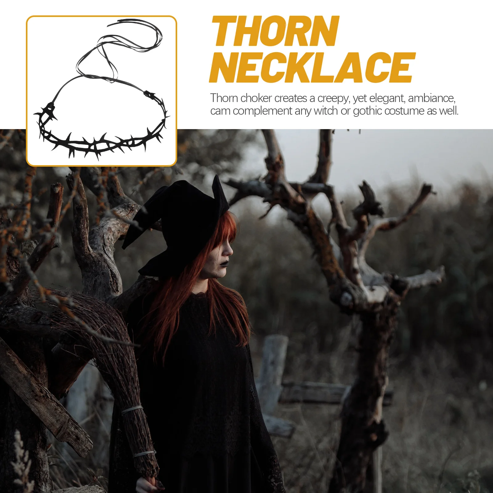 Black Halloween Thorn Necklace Choker Felt Gothic Style Necklace for Women Witch Cosplay Party Jewelry Elegant Gothic Accessory
Black Halloween Thorn Necklace Choker Felt Gothic Style Necklace for Women Witch Cosplay Party Jewelry Elegant Gothic Accessory