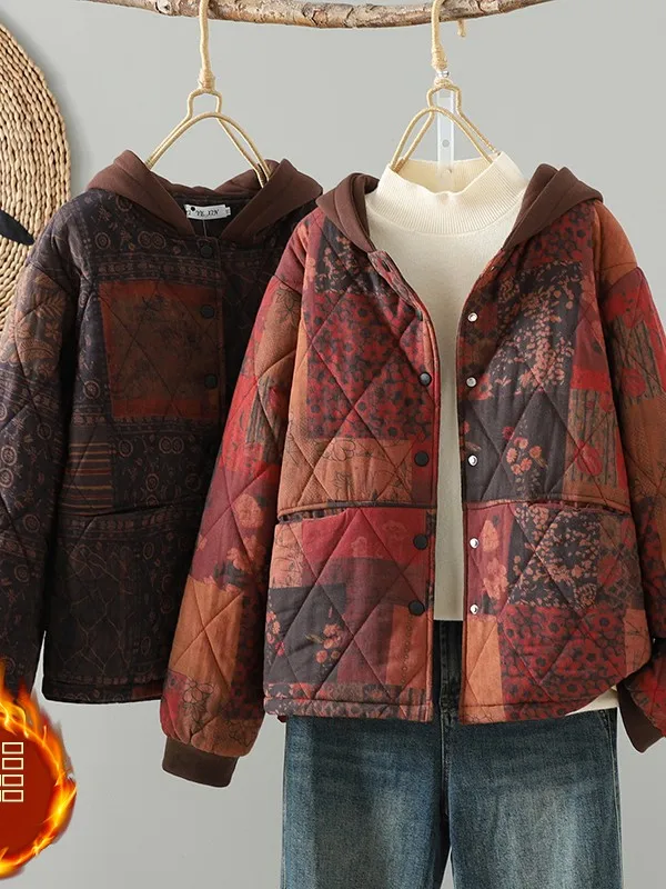 Trendy Casual Cotton Jaet Coat Brand Women's Winter Faion Print Hooded Retro Sli Commute Loose Fit Long Sve
Trendy Casual Cotton Jaet Coat Brand Women's Winter Faion Print Hooded Retro Sli Commute Loose Fit Long Sve