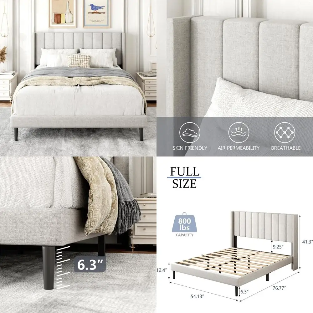Upholstered Wingback Headboard Full Size Bed Frame - Easy Assembly Platform Bed with Wooden Slat Support, No Box Spring Required
Upholstered Wingback Headboard Full Size Bed Frame - Easy Assembly Platform Bed with Wooden Slat Support, No Box Spring Required