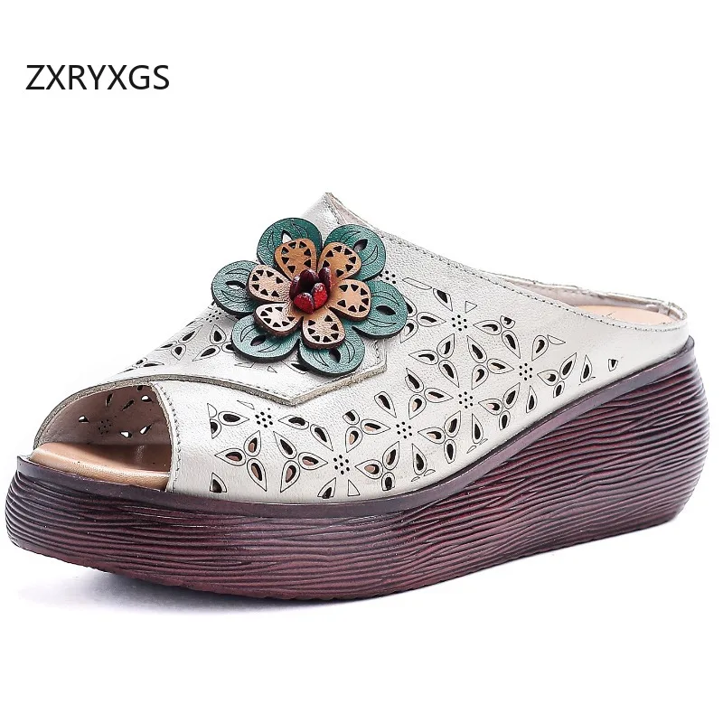 ZXRYXGS Promotion Genuine Leather Hollow Fish Mouth Slippers 2026 New Summer Classic Flowers Shoes Women Fashion Slippers Wedges
ZXRYXGS Promotion Genuine Leather Hollow Fish Mouth Slippers 2026 New Summer Classic Flowers Shoes Women Fashion Slippers Wedges