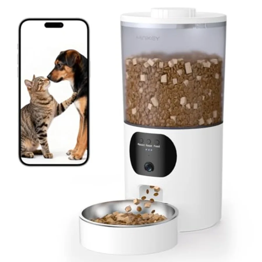 Automatic cat feeder with 2K camera, 5G/2.4G WiFi, 6.5L ccity, plastic housing, white, night vision, 2-way audio, motion detect
Automatic cat feeder with 2K camera, 5G/2.4G WiFi, 6.5L ccity, plastic housing, white, night vision, 2-way audio, motion detect