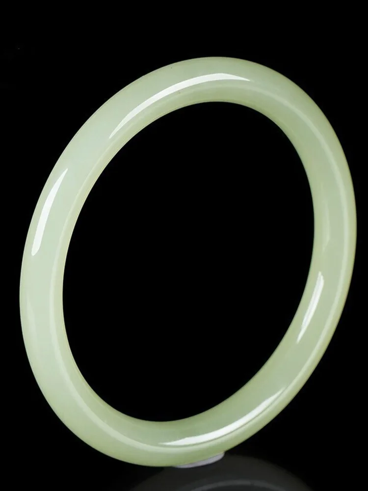 Натуральный Hetian зеленый и белый женский тонкий круглый браслет из нефрита для девочек 
Натуральный Hetian зеленый и белый женский тонкий круглый браслет из нефрита для девочек