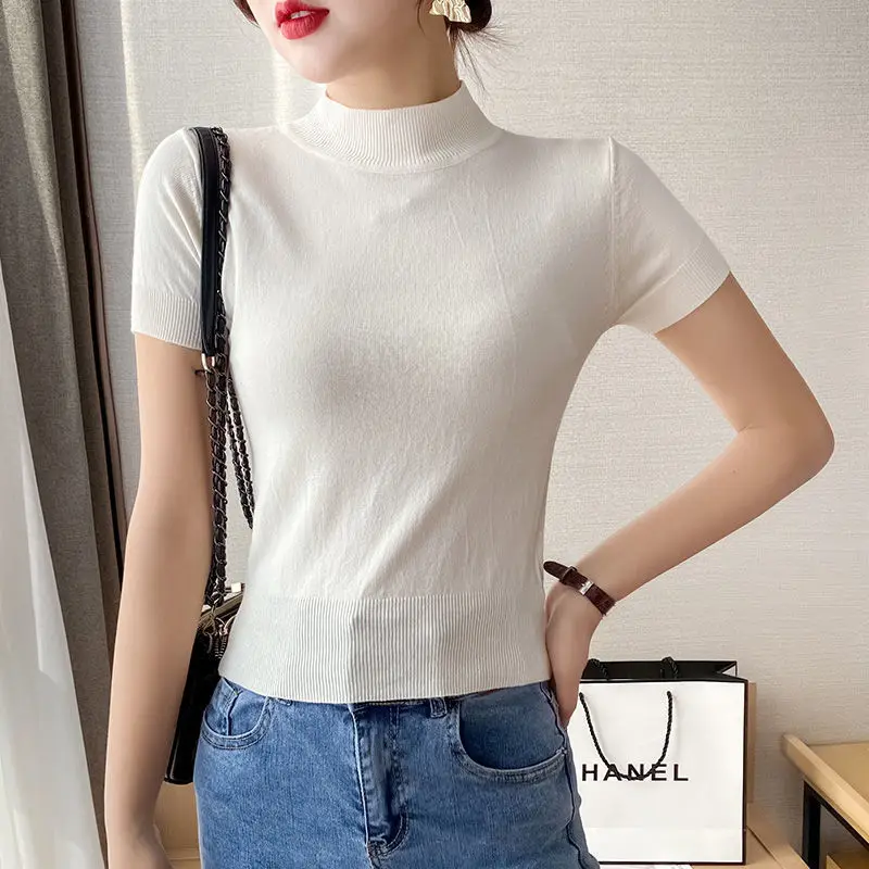 Loose Korean Style Women's T-shirt Short Sleeve Half Sleeve Knitted Slimming Top Spring Summer New Arrival Casual Fashion
Loose Korean Style Women's T-shirt Short Sleeve Half Sleeve Knitted Slimming Top Spring Summer New Arrival Casual Fashion