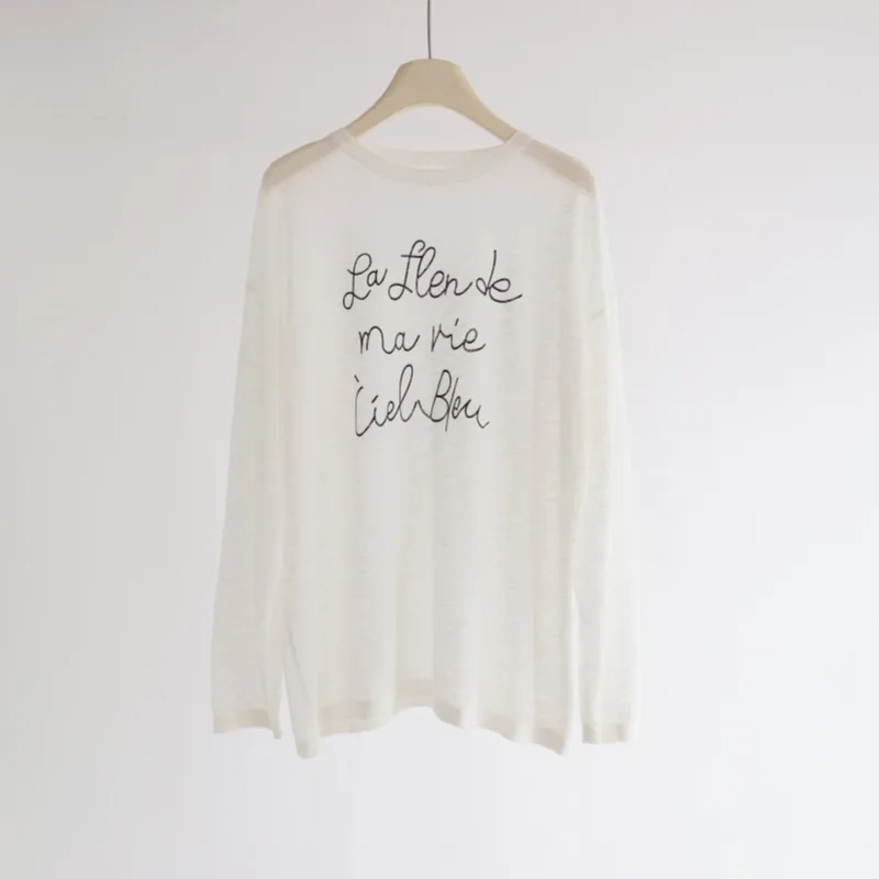 Spring summer Letter long Sleeved Thin Knit Women New Loose Casual T-shirt Top Fashion Leisure Women Clothing
Spring summer Letter long Sleeved Thin Knit Women New Loose Casual T-shirt Top Fashion Leisure Women Clothing