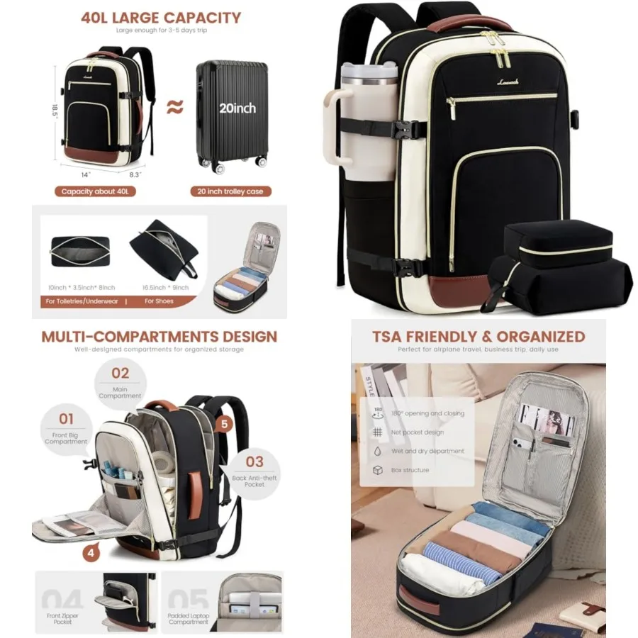 Carry On Travel Backpack For Women Flight Approved, 40L Large Personal Item Backpack Travel Bag for Airplanes, Business 17 Inch
Carry On Travel Backpack For Women Flight Approved, 40L Large Personal Item Backpack Travel Bag for Airplanes, Business 17 Inch