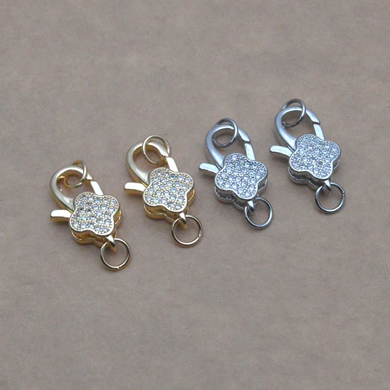 5pcs/lot Four-leaf Clover Shape Brass Metal Lobster Clasps Inlaid Zircon Lobster Clasps Hooks Connector Jewelry Accessories
5pcs/lot Four-leaf Clover Shape Brass Metal Lobster Clasps Inlaid Zircon Lobster Clasps Hooks Connector Jewelry Accessories