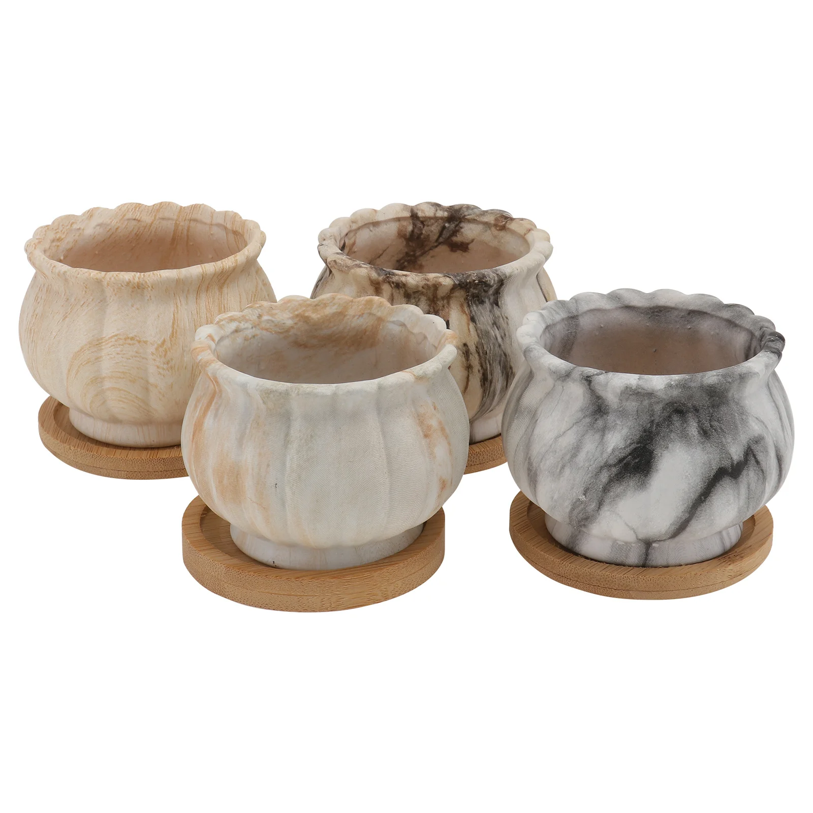4Pcs Small Ceramic Flower Pots for Cactus and Succulent Plants Simple Style Planters with Bamboo Stand Space Saving Desktop
4Pcs Small Ceramic Flower Pots for Cactus and Succulent Plants Simple Style Planters with Bamboo Stand Space Saving Desktop
