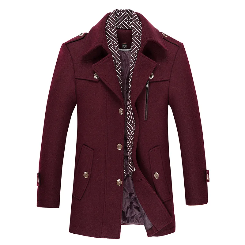 Jacket With Pockets Mid-length Thick Jackets Men Long Sleeve Single-Breasted Jackets Men Woolen Autumn Winter Stand Collar Coat
Jacket With Pockets Mid-length Thick Jackets Men Long Sleeve Single-Breasted Jackets Men Woolen Autumn Winter Stand Collar Coat