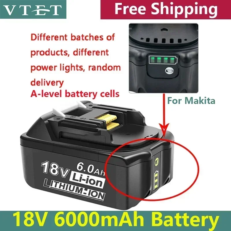 2024 VTET Original For Makita 18V 6000mAh Rechargeable Power Tools Battery with LED Li-ion Replacement LXT BL1860B BL1860 BL1850
2024 VTET Original For Makita 18V 6000mAh Rechargeable Power Tools Battery with LED Li-ion Replacement LXT BL1860B BL1860 BL1850