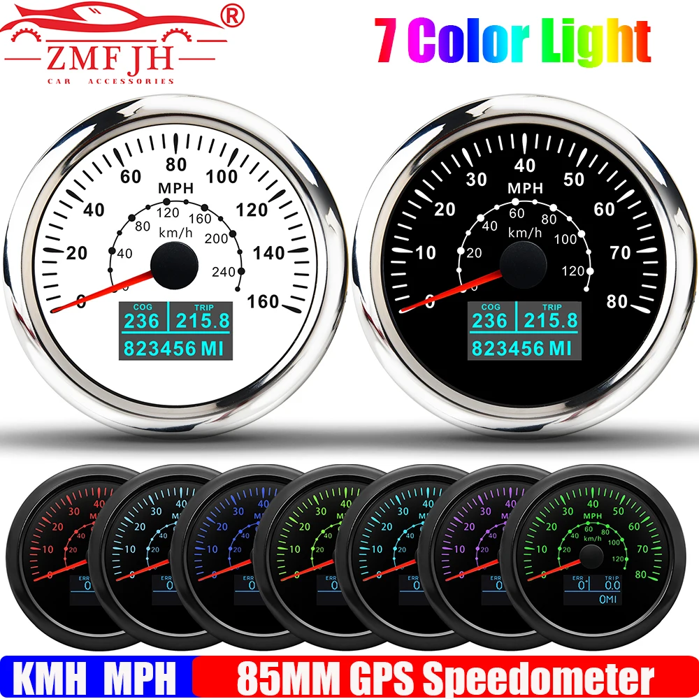 ZNFJH 7 Color Light 120KMH,240KMH,300KMH,80MPH,160MPH,200MPH 85mm GPS Speedometer Gauge with Antenna COG TRIP ODO Auto Car Boat
ZNFJH 7 Color Light 120KMH,240KMH,300KMH,80MPH,160MPH,200MPH 85mm GPS Speedometer Gauge with Antenna COG TRIP ODO Auto Car Boat