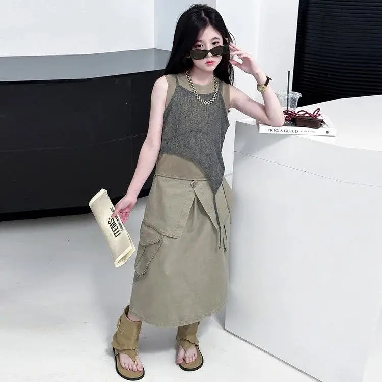 Girls Big Kids Two Piece Set 2026 Summer New Girl Children Loose Vest Cargo Skirt Trendy Cool
Girls Big Kids Two Piece Set 2026 Summer New Girl Children Loose Vest Cargo Skirt Trendy Cool