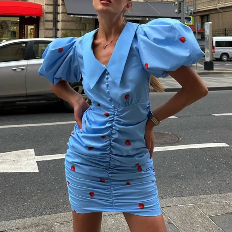 Talenza Fashion Printed Dress Women's Sexy Contrast Lapel Puff Sleeve Pleated Summer Dress New Elegant Party Casual Women Dress
Talenza Fashion Printed Dress Women's Sexy Contrast Lapel Puff Sleeve Pleated Summer Dress New Elegant Party Casual Women Dress