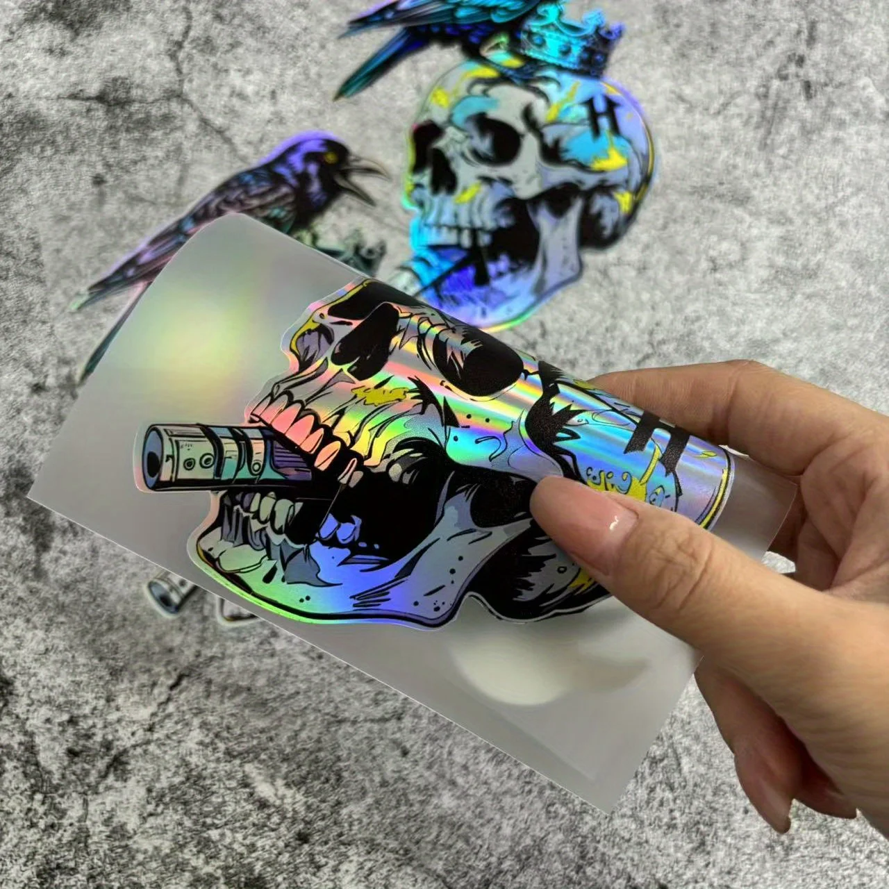 Reflective Laser Skull & Bird Vinyl Sticker, Waterproof Oil-Proof High Gloss Decal for Car & Motorcycle Customization
Reflective Laser Skull & Bird Vinyl Sticker, Waterproof Oil-Proof High Gloss Decal for Car & Motorcycle Customization