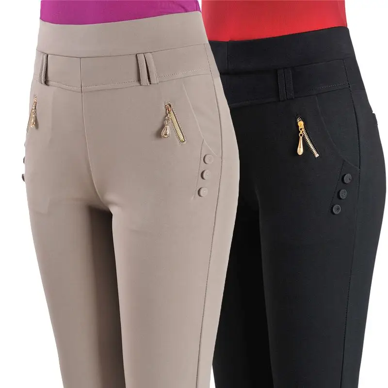 Woman Clothing Spring Autumn Casual Straight Pants Elastic High Waist Elastic Solid Color Zipper Pockets Comfortable Trousers
Woman Clothing Spring Autumn Casual Straight Pants Elastic High Waist Elastic Solid Color Zipper Pockets Comfortable Trousers