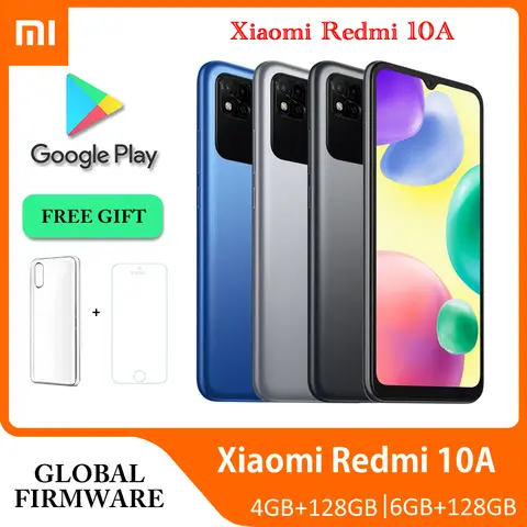 Originele Xiaomi Redmi 10A Global Rom Smartphone 4G 128G 6.53 'HD Display Helio G25 Octa Core 13MP Vingerafdruk 5000mAh SmartPhone
