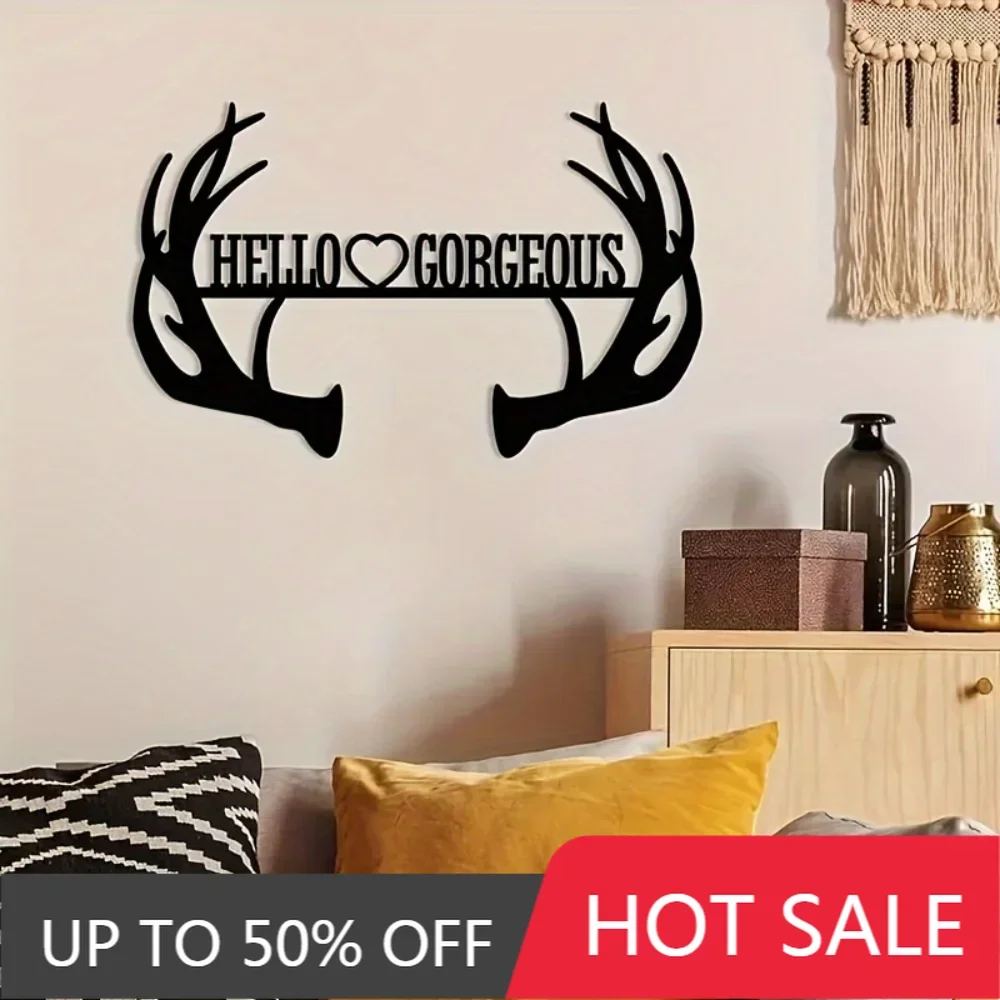 Home Decor,Unique 1pc Personalizable Boho Style Metal Wall Art Modern Farmhouse Decor Hello Gorgeous Antler Door Hanger for Home
Home Decor,Unique 1pc Personalizable Boho Style Metal Wall Art Modern Farmhouse Decor Hello Gorgeous Antler Door Hanger for Home